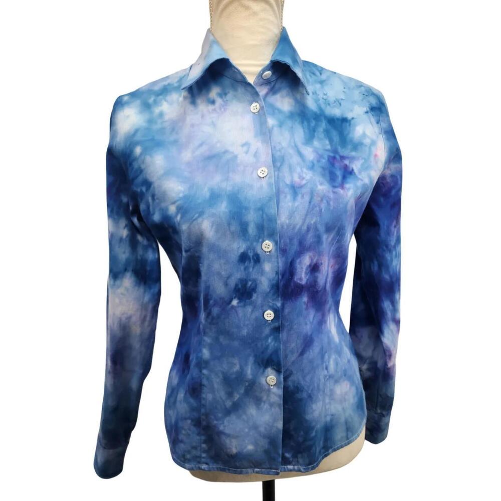 Reworked, Vintage Esprit De Corp. Tie-Dyed Button Down Shirt. Size: Small